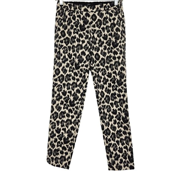 J.Crew Martie Slim Crop Pants In Leopard Stretch Cotton Women's 00 Preppy Career - Picture 1 of 11